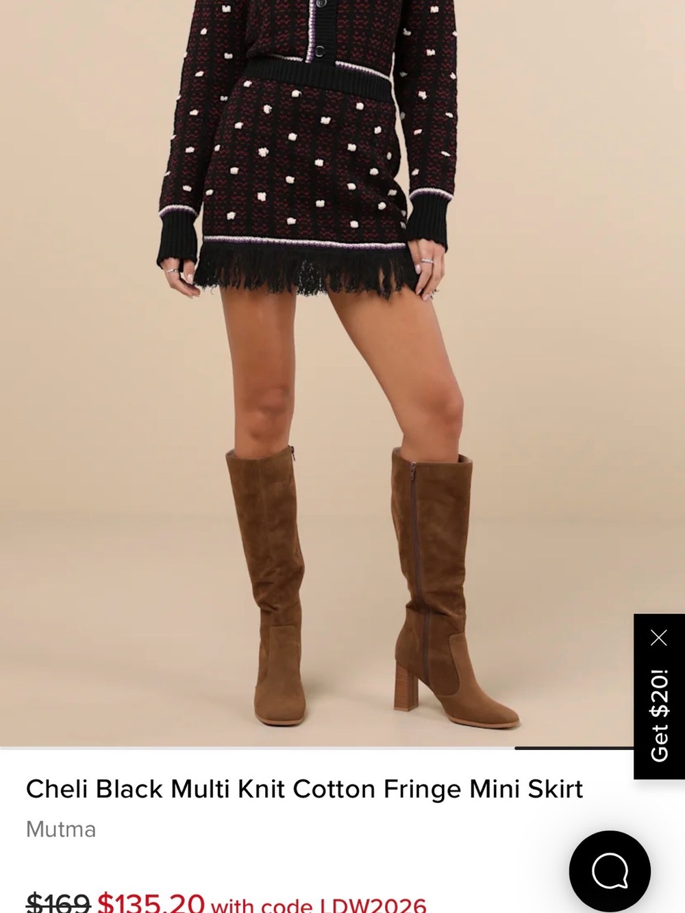 Mutma Fringed Knit Mini Skirt in Black and Red - worn once - Picture 7 of 7